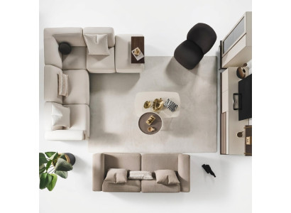 Beige corner sofa luxury L-shaped couch designer armchair luxurious upholstered furniture