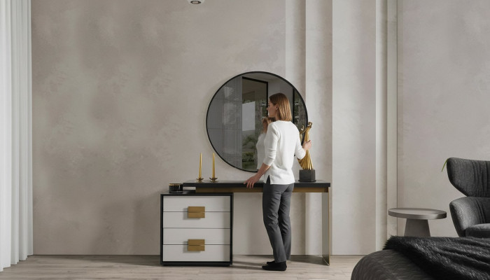 Bedroom Stylish Set Designer Dressing Table Luxury Mirror 2-piece Set