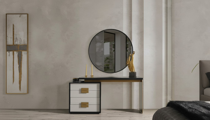 Bedroom Stylish Set Designer Dressing Table Luxury Mirror 2-piece Set