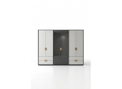 Black and White Bedroom Wardrobe Modern 6-Door Wardrobe
