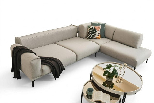 White sectional sofa L-shape designer couch upholstered sofas living room furniture new
