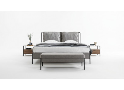 Exclusive bedroom double bed metal frame modern bench luxury furniture