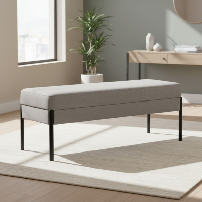 Gray bedroom bench designer wooden frame textile bench