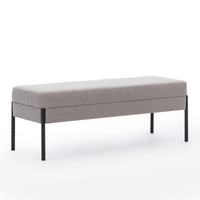 Gray bedroom bench designer wooden frame textile bench