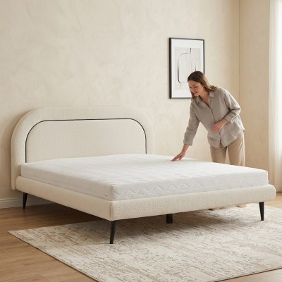 Bedroom furniture white bed modern textile bed upholstered double bed