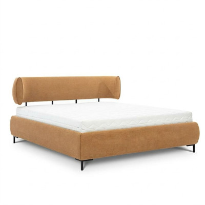 Brown bedroom bed upholstered beds designer wooden frame textile bed
