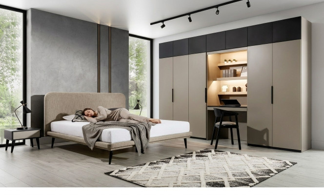 Noble bedroom set designer double bed wardrobe bedside tables