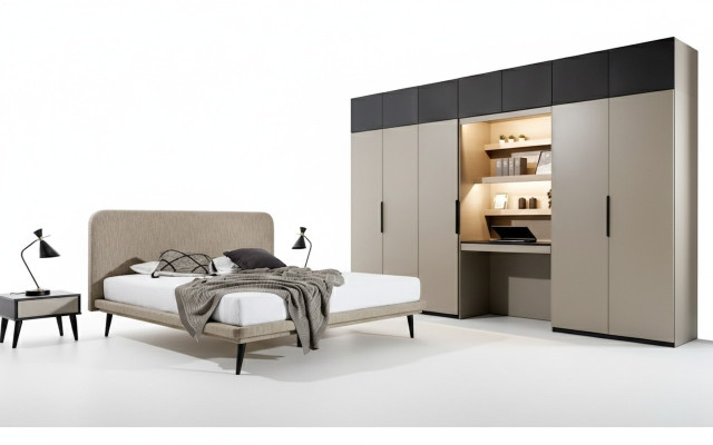 Noble bedroom set designer double bed wardrobe bedside tables