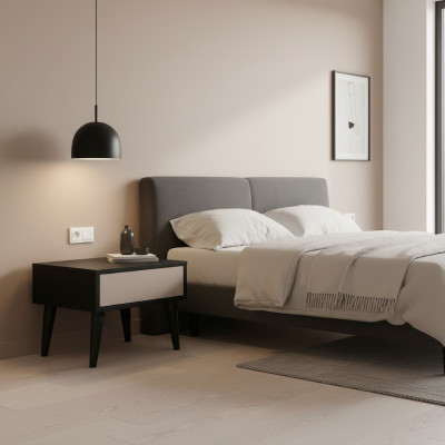 Black nightstand with drawer bedroom furniture high-quality furniture