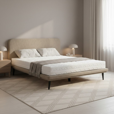 Brown upholstered bed, bedroom beds, designer luxurious textile beds