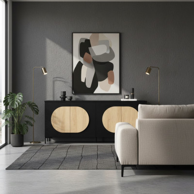 Black-Brown Dresser Bedroom Designer Wood Dresser Noble Sideboard