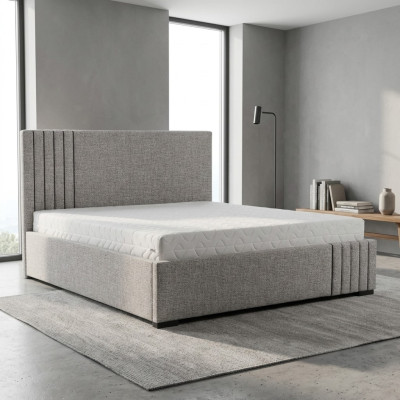 Stylish gray double bed design bedroom beds large headboard