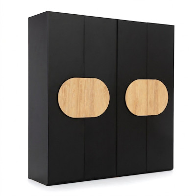 Black wardrobe modern bedroom furniture luxury wood cabinet