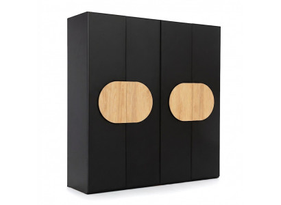 Black wardrobe modern bedroom furniture luxury wood cabinet