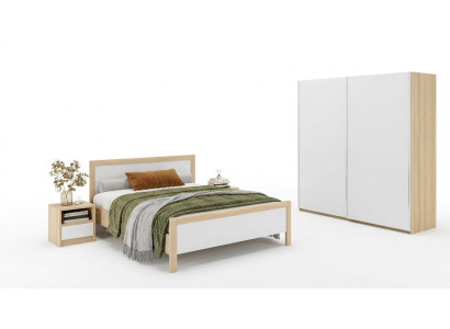 White bedroom furniture luxury bed nightstands large wardrobe