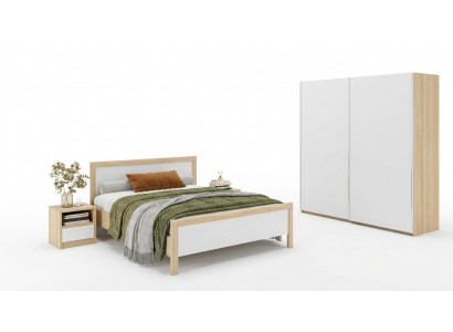 White bedroom furniture luxury bed nightstands large wardrobe