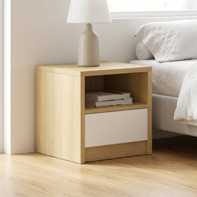 Light brown nightstand 1x drawer designer bedroom wooden console