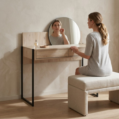 Brown makeup table mirror modern dressing table luxury wood furniture