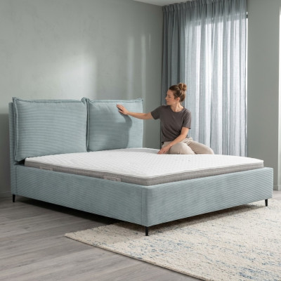 Large bedroom bed, luxurious textile bed, stylish upholstered beds