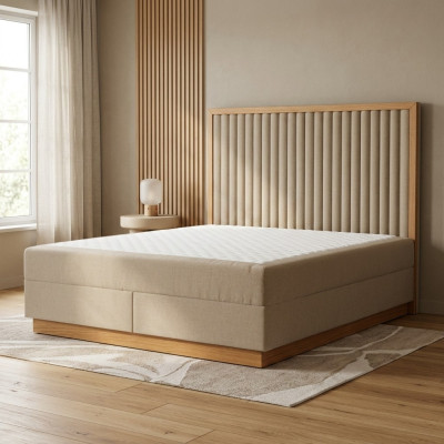 Brown-beige bedroom bed designer beds double beds textile bed
