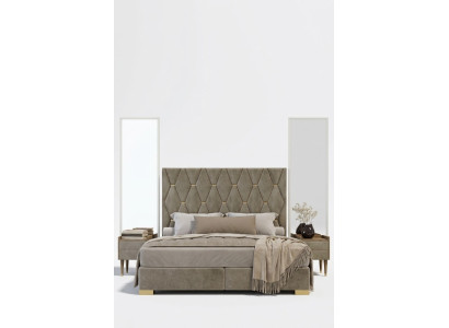 Gray bedroom double bed designer nightstands luxury 3-piece set