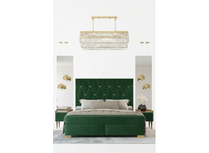 Stylish Green Bedroom Double Bed Wooden Bed Frame Nightstands