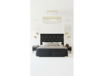 Black bedroom suite double bed 2 luxury bedside tables 3-piece set