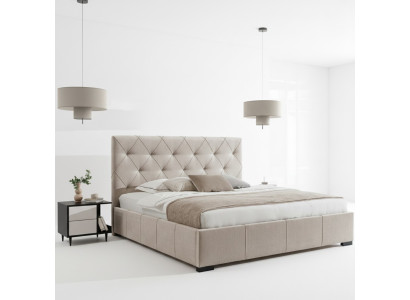 Luxurious upholstered bed high headboard bedroom furnishings