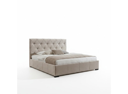 Beige Chesterfield double bed textile bedside tables bedroom set