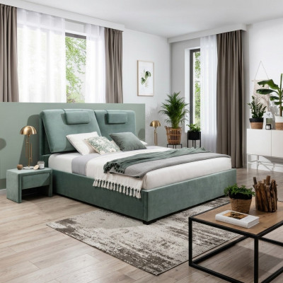 Complete bedroom set 3-piece double bed designer 2x nightstands