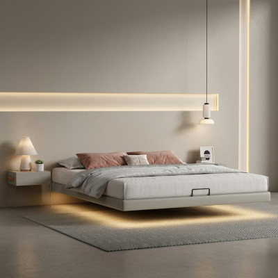 Gray bedroom wall bed designer beds luxury wood double beds