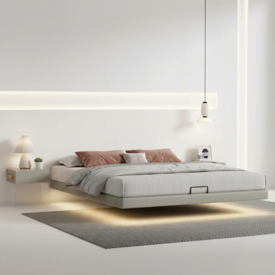 Gray bedroom wall bed designer beds luxury wood double beds