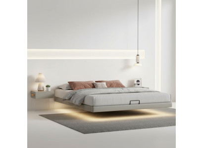 Gray bedroom wall bed designer beds luxury wood double beds