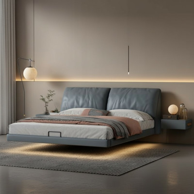 Gray bedroom designer beds wooden frame modern luxury furniture