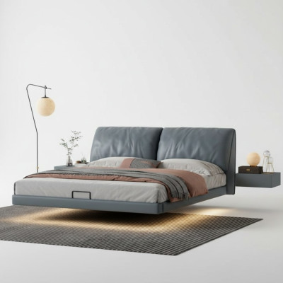 Gray bedroom designer beds wooden frame modern luxury furniture