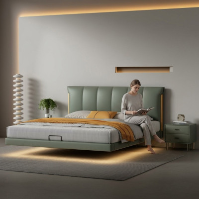 Green wall bed designer bedroom beds leather beds textile beds