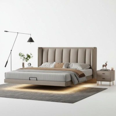 White bedroom double bed designer luxury furniture wooden frame beds