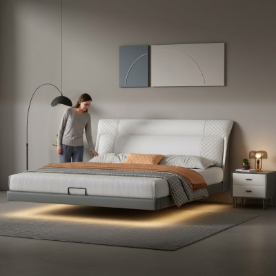 White bedroom bed designer leather beds fabric beds double beds