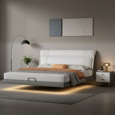 White bedroom bed designer leather beds fabric beds double beds
