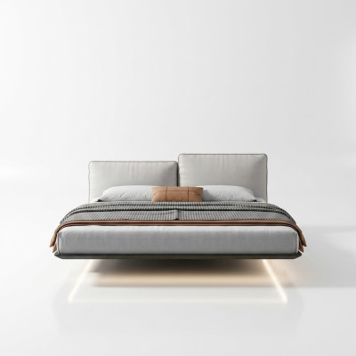 White wall bed designer LED bed modern bedroom double bed new