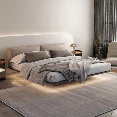 Light gray bedroom bed double beds luxurious beds wooden frame
