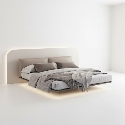 Light gray bedroom bed double beds luxurious beds wooden frame