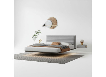 Gray Wall Bed Designer Bedroom LED Beds Modern Double Beds