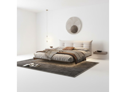 White bedroom bed designer wall bed LED beds wooden frame furniture