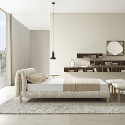 Modern white bed bedroom designer double beds wooden frame