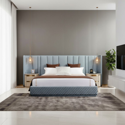Large bedroom double bed designer beds wooden frame upholstered bed
