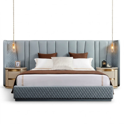 Large bedroom double bed designer beds wooden frame upholstered bed