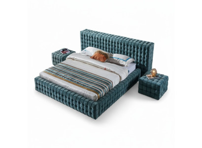Luxurious turquoise bedroom bed designer double bed wooden frame new