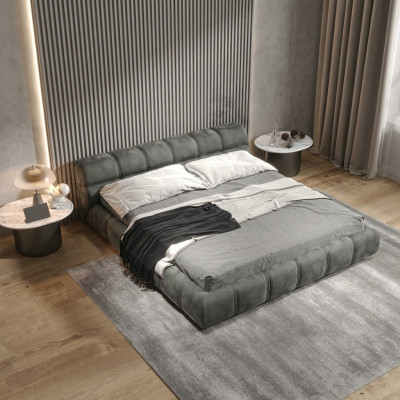Low Grey Bedroom Bed Designer Double Bed Modern Style
