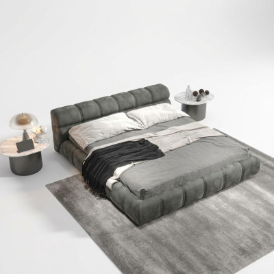 Low Grey Bedroom Bed Designer Double Bed Modern Style